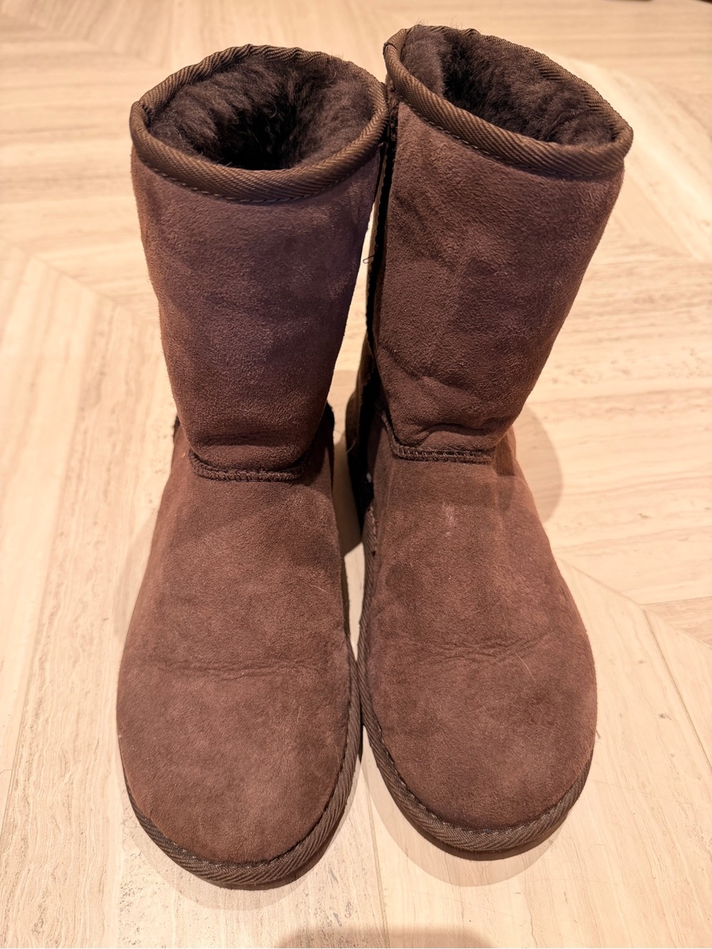 UGG Chocolate Brown Suede Mid-Calf Winter Boots